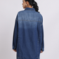 Dark Blue Oversized Denim Shirt with Dropped Shoulder