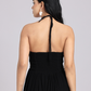 Black Halter-Neck Tiered Midi Dress