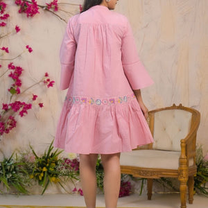 Pink Bloom Embroidered Dress