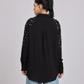 Black Oversized Pearl & Diamond Embellished Shirt