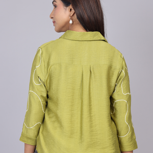 Buy Lime Bloom Embroidered Shirt for Women Online in India - Natica