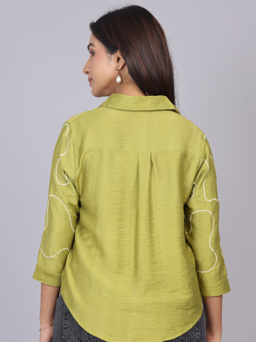 Buy Lime Bloom Embroidered Shirt for Women Online in India - Natica