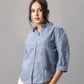 Blue Cotton Shirt with Cutwork Embroidery