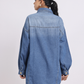 Light Blue Oversized Denim Shirt with Dropped Shoulder
