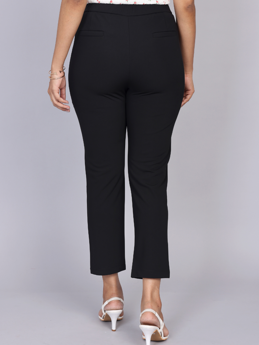 Classic Black Ankle-Length Trousers