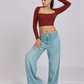 Chic & Sexy Square Neck Fitted Crop Top - Brown