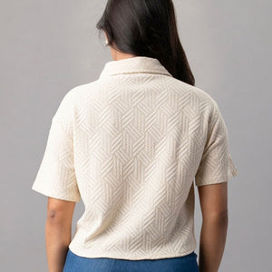 Sandstone Textured Crop Shirt