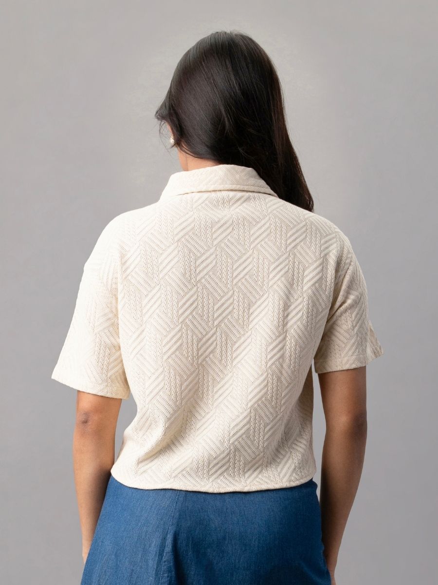 Sandstone Textured Crop Shirt