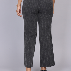 Grey Pinstripe High Waist Trouser