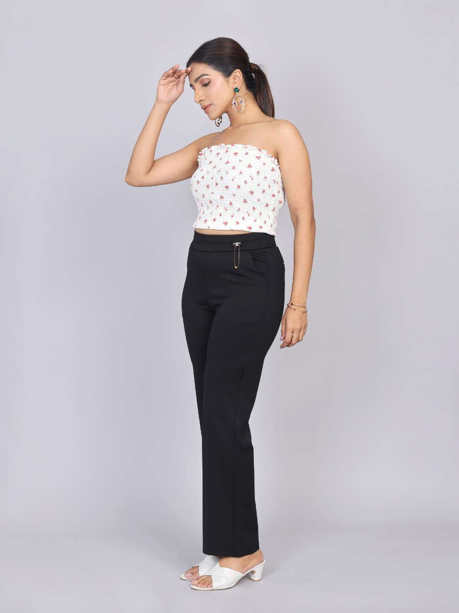 Mid-Rise Sleek Black Trousers