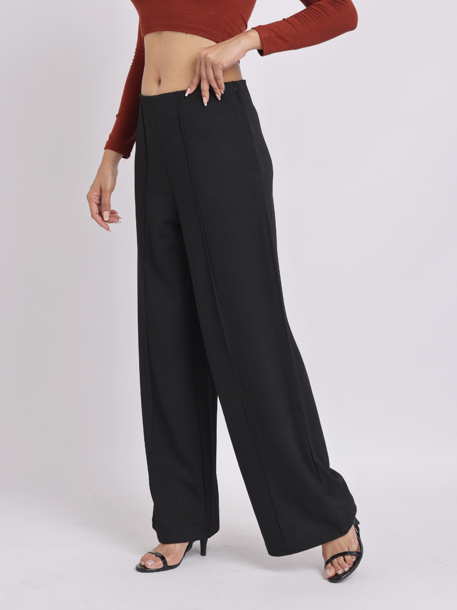Black High-Waist Wide-Leg Trouser