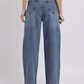 Mid-Blue Rhinestone Straight-Fit Jeans