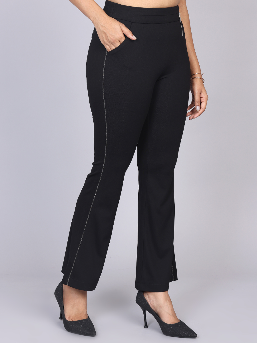 Diamond Black Sleek Stretch Pants