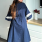 Midnight Blue Embroidered Flared Dress