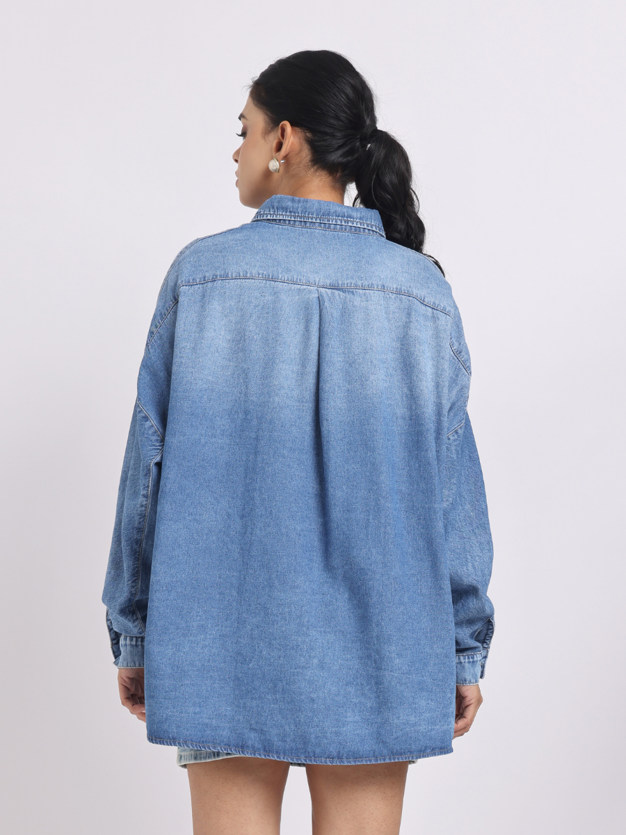 Oversized Light-Blue Denim Shirt