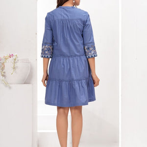 Blue Fit & Flare Dress