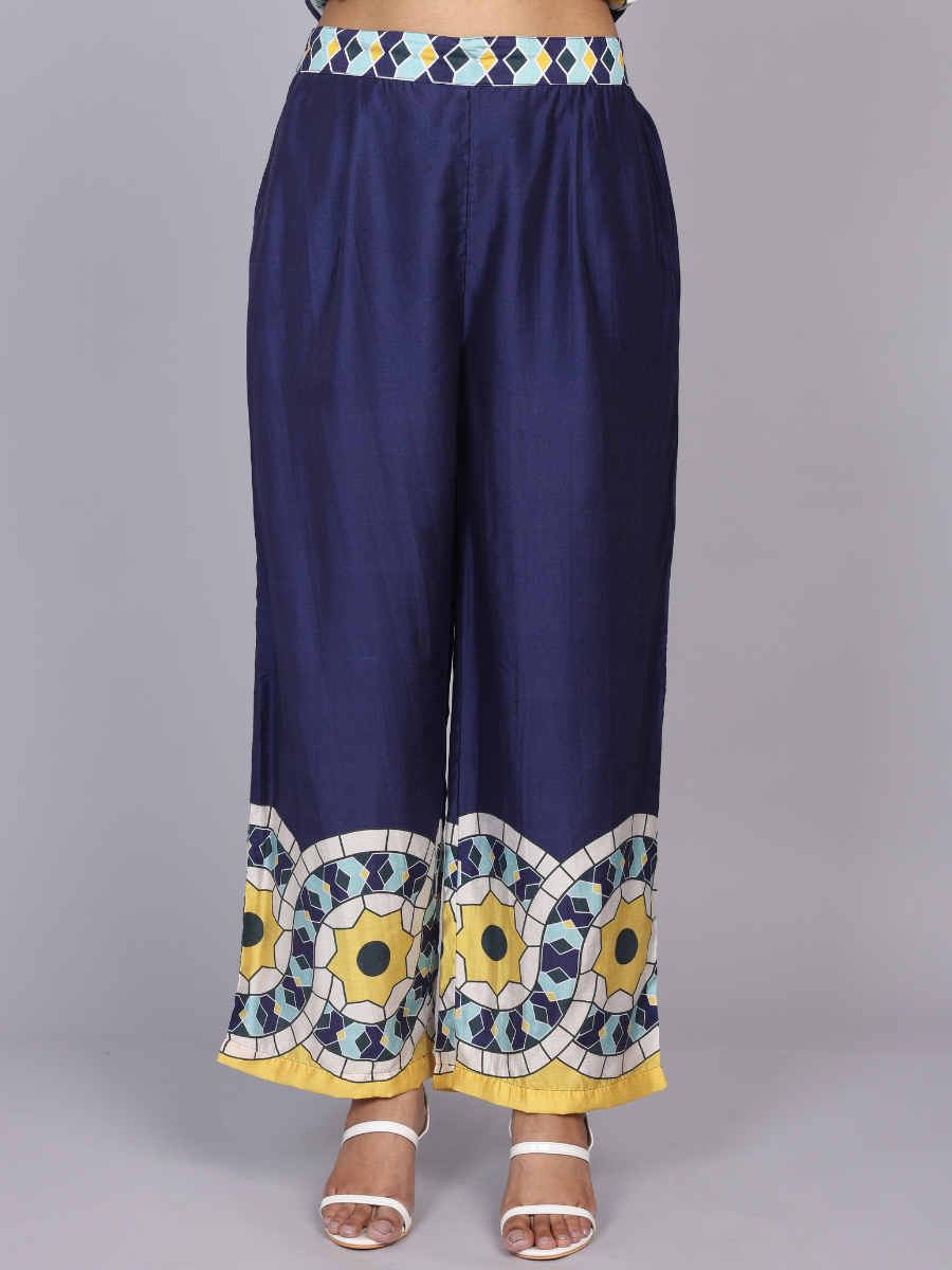 Blue Silk Print Co-Ords Set