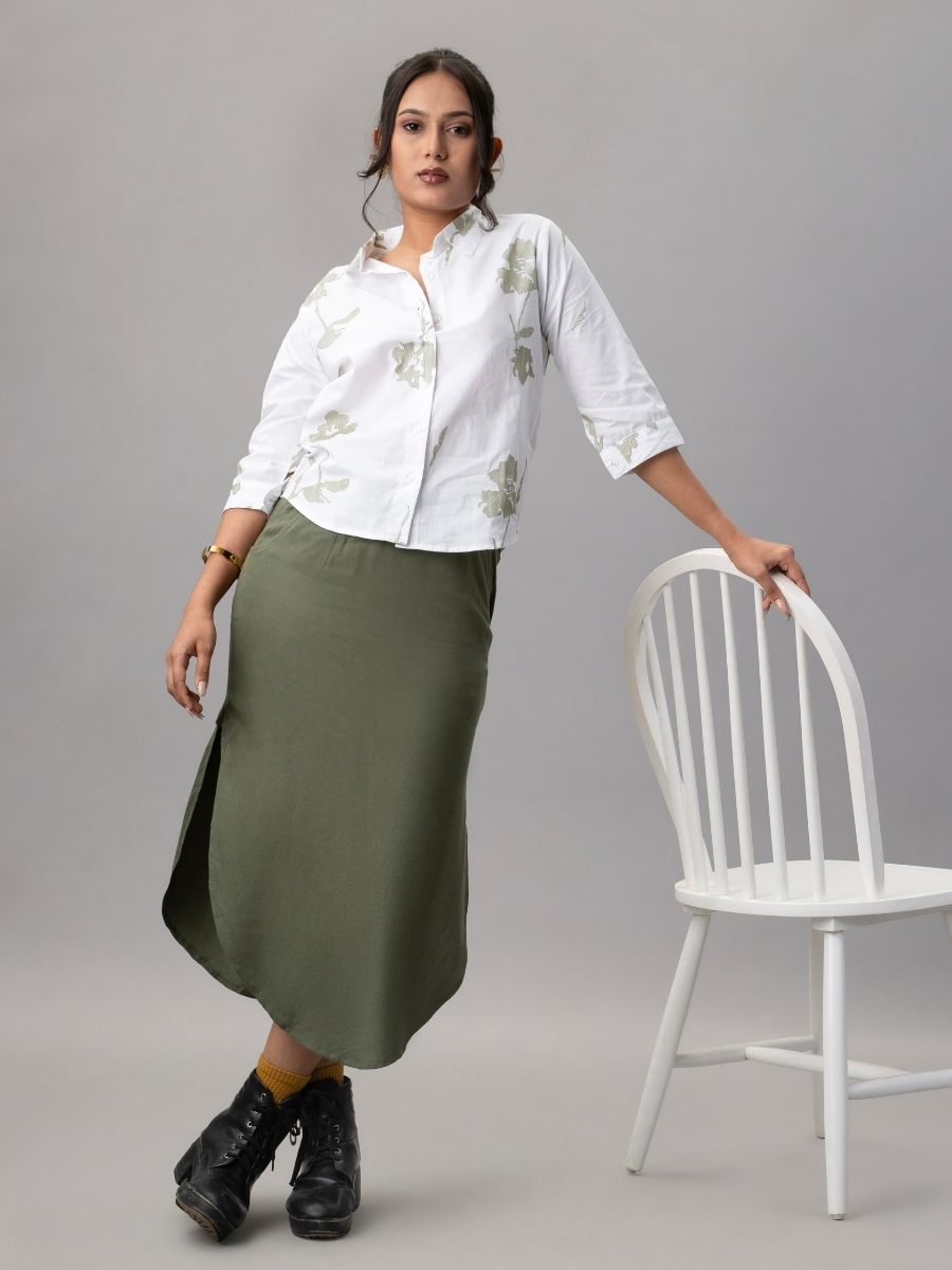 Sage Bloom Cotton Shirt