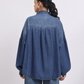 Oversized Dark Blue Denim Shirt with Dropped Shoulder