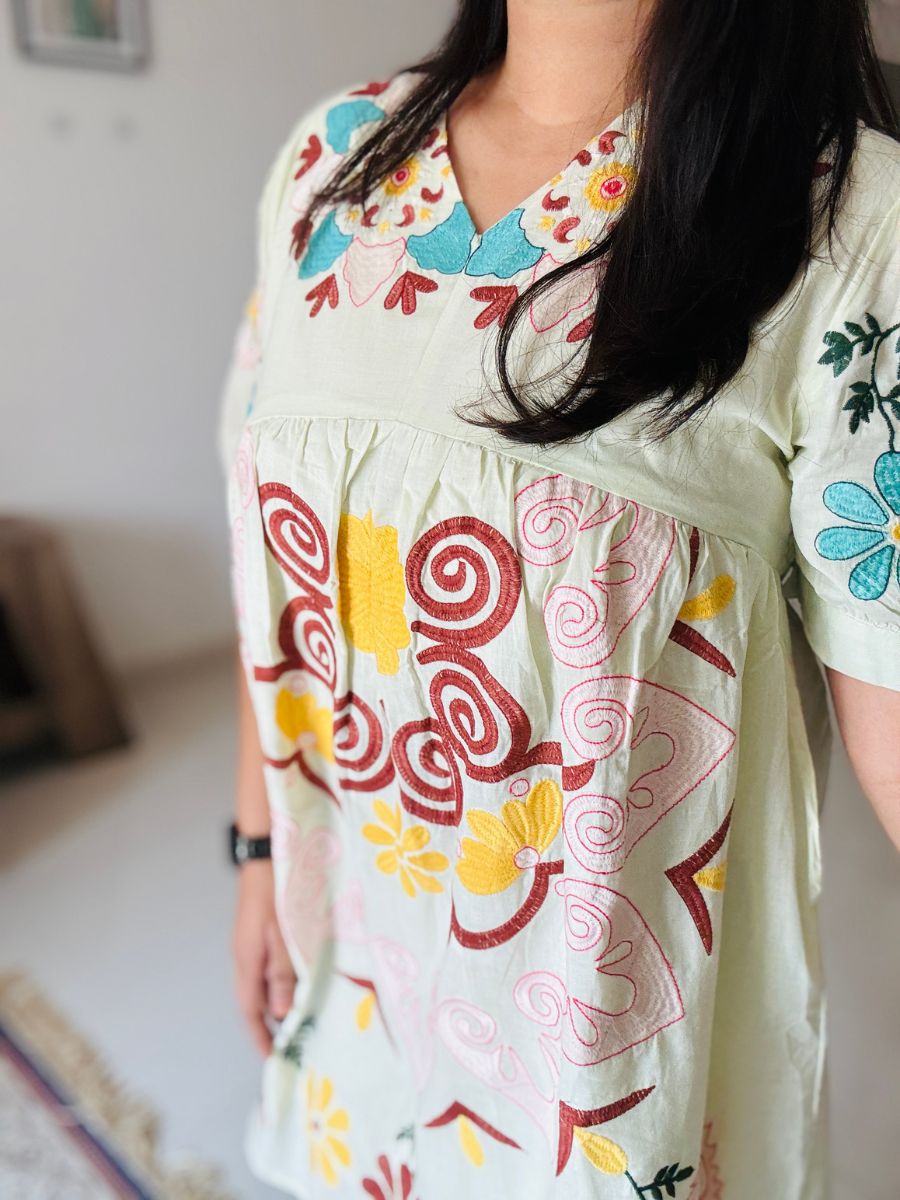 Floral Fabric Cotton Dress