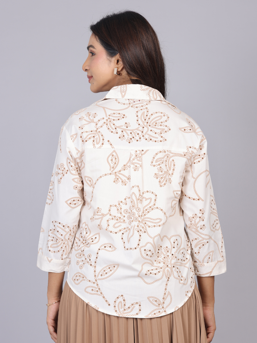 Ivory Petal Cutwork Shirt