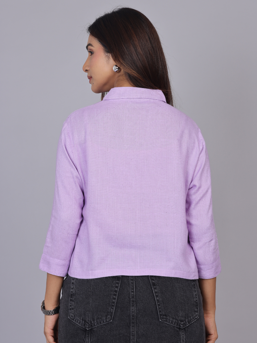 Lavender Blossom Embroidered Cotton Shirt