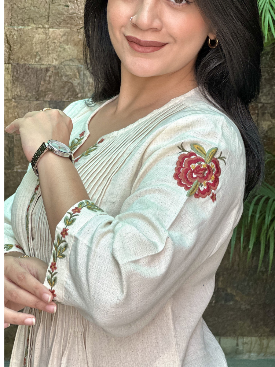 Embroidered Khadi Cotton Dress