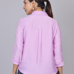 Buy Lilac Blossom Embroidered Shirt for Women Online in India