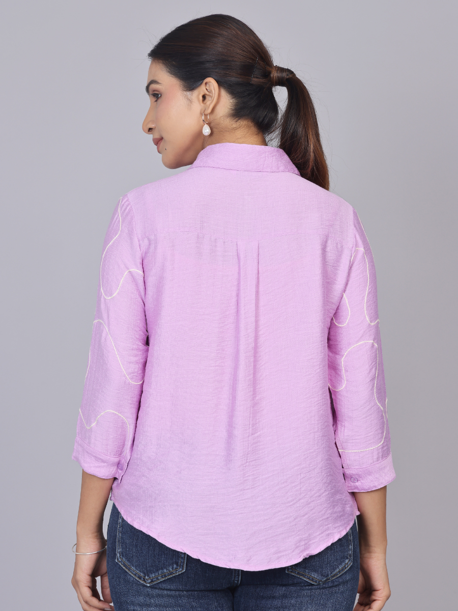 Buy Lilac Blossom Embroidered Shirt for Women Online in India