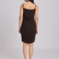 Chocolate Brown Ruched Midi Bodycon