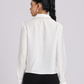 Pearl-Trim Luxe Satin Shirt - White