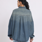 Oversized Mid Blue Denim Shirt with Dropped Shoulder