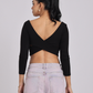 Noir Cross-Back Sculpt Crop Top - Statement Luxe Fit