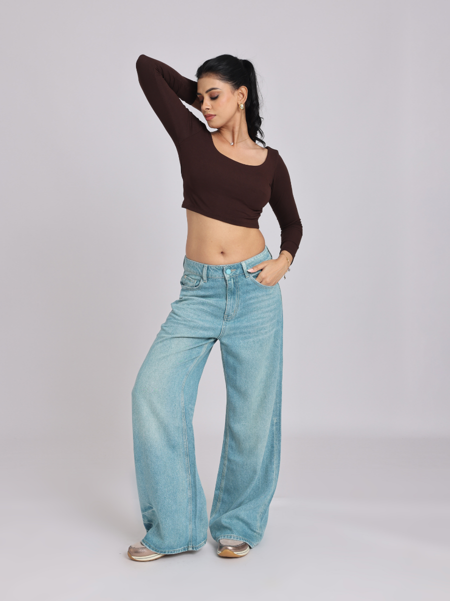 Mocha Luxe Cross-Back Crop Top