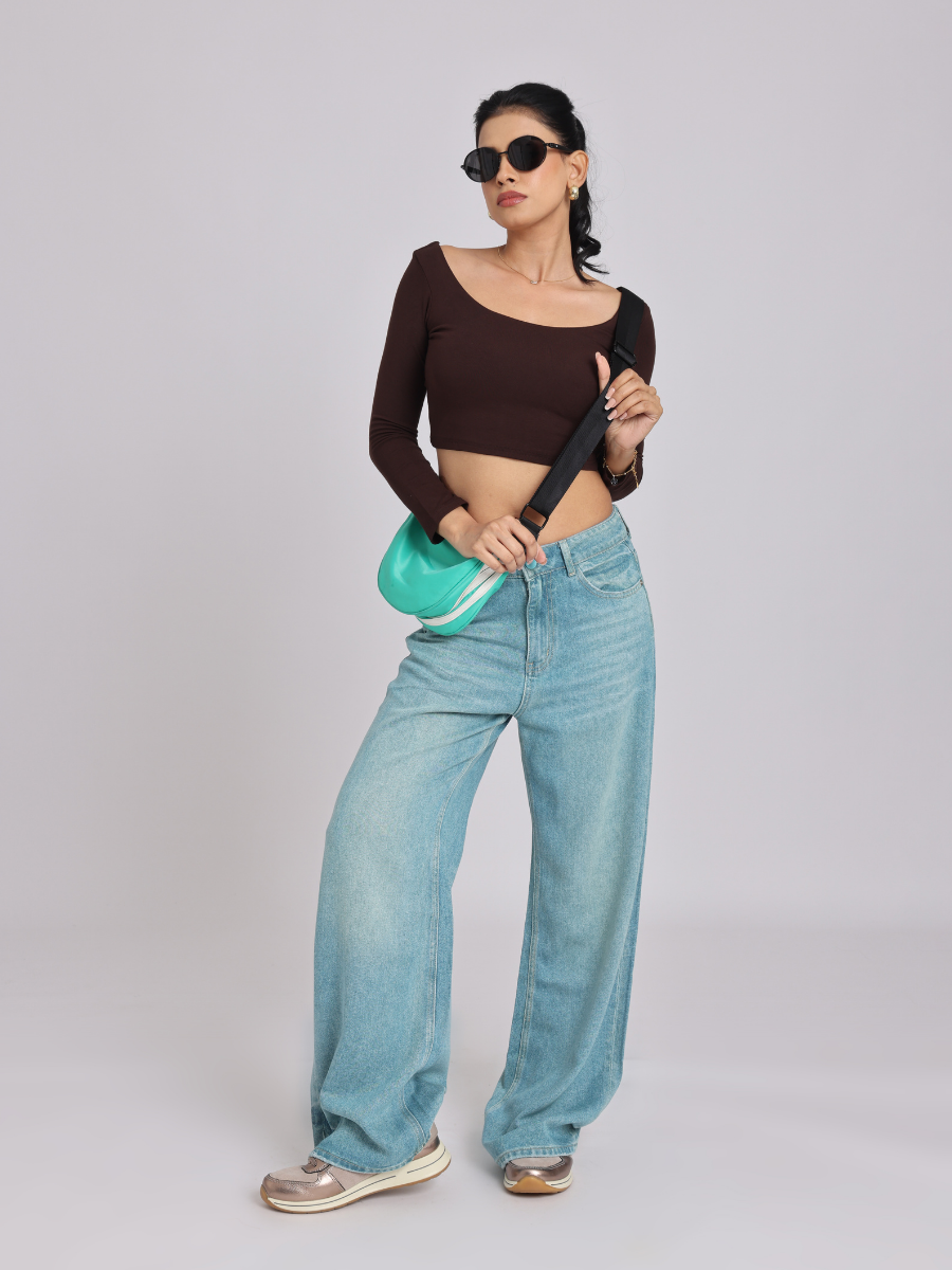Mocha Luxe Cross-Back Crop Top