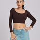Mocha Luxe Cross-Back Crop Top