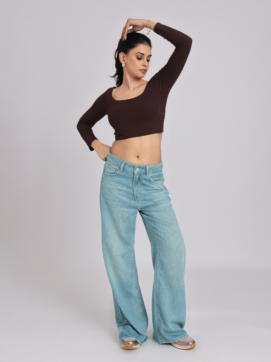 Mocha Luxe Cross-Back Crop Top