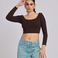 Mocha Luxe Cross-Back Crop Top
