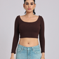 Mocha Luxe Cross-Back Crop Top