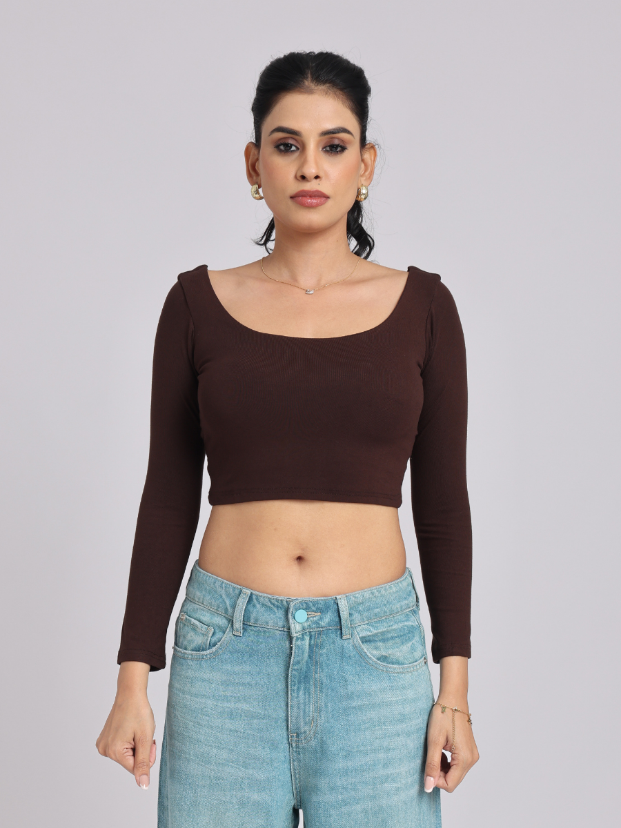 Mocha Luxe Cross-Back Crop Top
