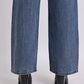 Mid-Blue Rhinestone Straight-Fit Jeans