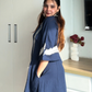 Midnight Blue Embroidered Flared Dress