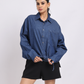 Drawstring Hem Denim Shirt