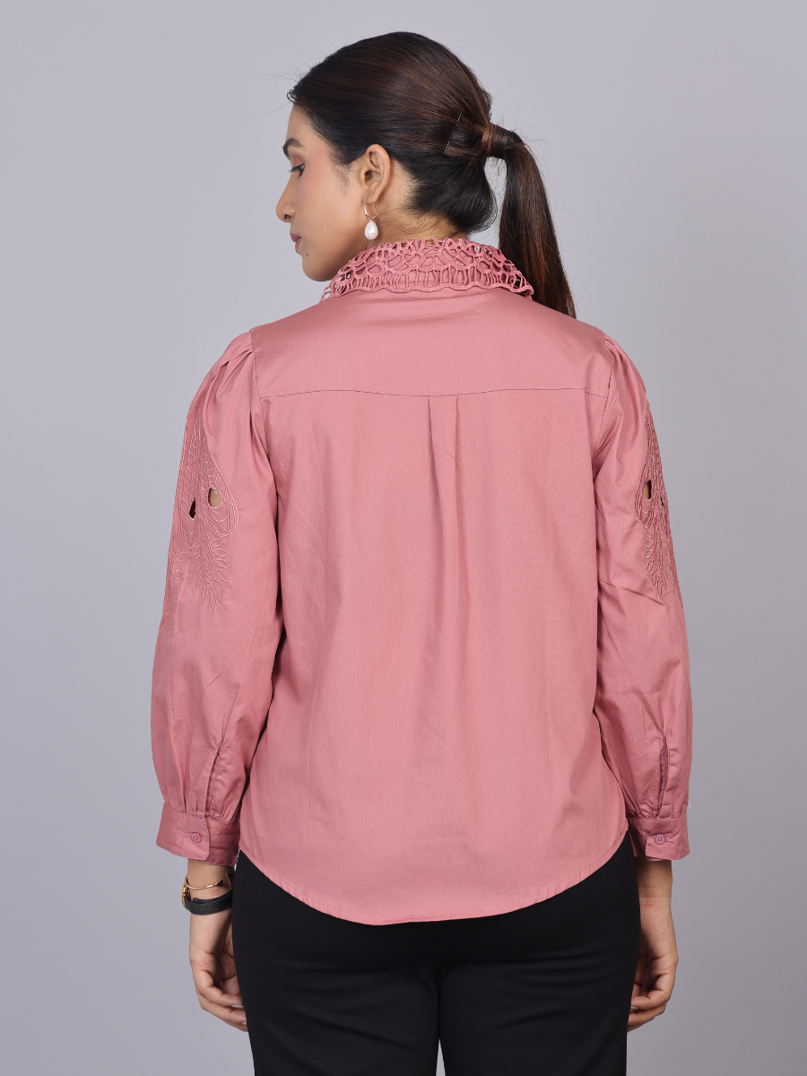Rose Cutwork Embroidered Cotton Shirt