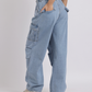 Light Blue Wide-Leg Cargo Jeans