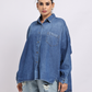 Oversized Mid-Blue Denim Shirt