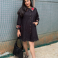 Embroidered Black Collar Dress