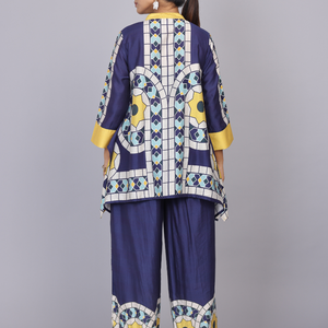 Blue Silk Print Co-Ords Set