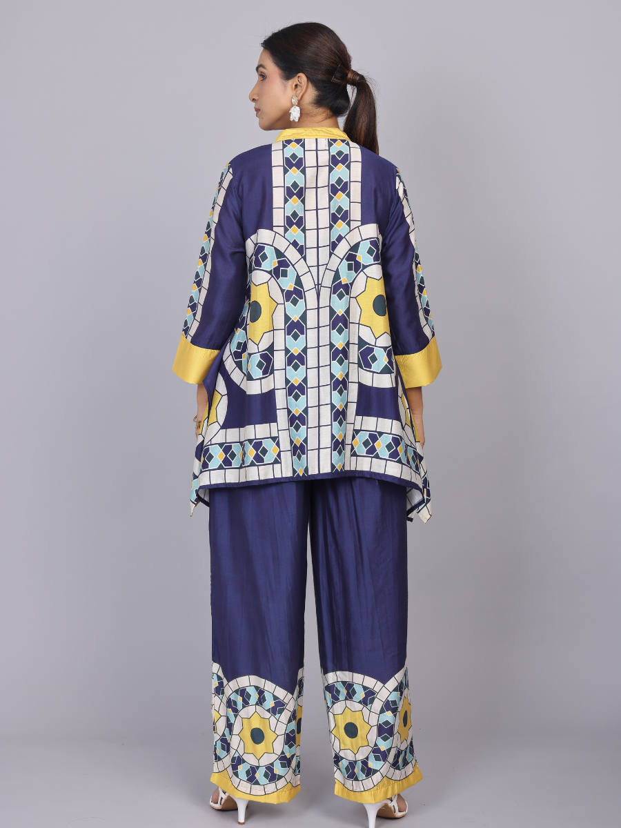 Blue Silk Print Co-Ords Set