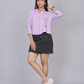Lavender Blossom Embroidered Cotton Shirt